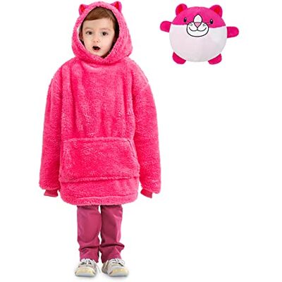 Albert Austin Oversized Kids Hoodie 2-in-1 Animal Hooded Blanket with Pet Toy, Large Pocket, Snuggle Blanket for Girls and Boys, Machine Washable Albert Austin Oversized Kids Hoodie 2-in-1 Animal Hooded Blanket with Pet Toy, Large Pocket, Snuggle Blanket for Girls and Boys, Machine Washable