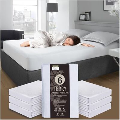 GC GAVENO CAVAILIA Terry Towel Mattress Protector 6 Pack Mattress Protector Fitted Sheet Single (190 x 90cm) 30cm Deep Polycotton Waterproof Mattress Protectors White GC GAVENO CAVAILIA Terry Towel Mattress Protector 6 Pack Mattress Protector Fitted Sheet Single (190 x 90cm) 30cm Deep Polycotton Waterproof Mattress Protectors White