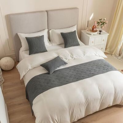 Guest Ruyunlai Bed Runner King Size and matching cushions set, Grey Luxury Hotel Grade no Fading Soft Scarf Bedroom Guesthouse Bedding Protection 45 X 240cm Guest Ruyunlai Bed Runner King Size and matching cushions set, Grey Luxury Hotel Grade no Fading Soft Scarf Bedroom Guesthouse Bedding Protection 45 X 240cm