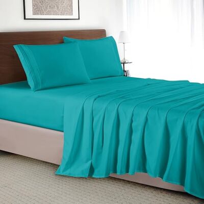Elegant Comfort Luxury 4-Piece Bed Sheet Set Luxury Bedding 1500 Premium Hotel Quality Microfiber, Wrinkle Resistant Cool & Breathable, Easy Elastic Fitted, Twin/Twin XL, Teal Elegant Comfort Luxury 4-Piece Bed Sheet Set Luxury Bedding 1500 Premium Hotel Quality Microfiber, Wrinkle Resistant Cool & Breathable, Easy Elastic Fitted, Twin/Twin XL, Teal