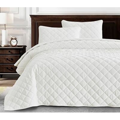 Chezmoi Collection Lux Cream White Velvet Quilt Oversized King Set, 3-Piece Plush Distressed Velvet Bedding All Season Lightweight Comforter Brushed Microfiber Reverse with Diamond Stitch Quilting Chezmoi Collection Lux Cream White Velvet Quilt Oversized King Set, 3-Piece Plush Distressed Velvet Bedding All Season Lightweight Comforter Brushed Microfiber Reverse with Diamond Stitch Quilting