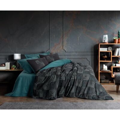 Nuit Des Rêves Ranforce Single Quilt Cover Set, 135 x 200 cm, 100% Cotton, Petrol Blue, Reactive Printing, Machine Washable, Envelope & Button Closure, Soft & Stylish, Twin Nuit Des Rêves Ranforce Single Quilt Cover Set, 135 x 200 cm, 100% Cotton, Petrol Blue, Reactive Printing, Machine Washable, Envelope & Button Closure, Soft & Stylish, Twin