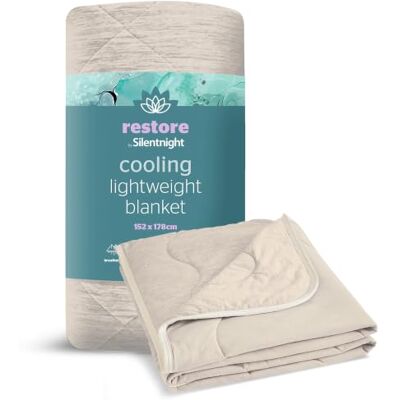 Silentnight Restore Cooling Blanket Lightweight Comfortable Breathable Cool Summer Blanket for Night Sweats Hot Flushes Menopause Throw for Sofa & Bed Prevents Overheating 152x178cm Natural Silentnight Restore Cooling Blanket Lightweight Comfortable Breathable Cool Summer Blanket for Night Sweats Hot Flushes Menopause Throw for Sofa & Bed Prevents Overheating 152x178cm Natural