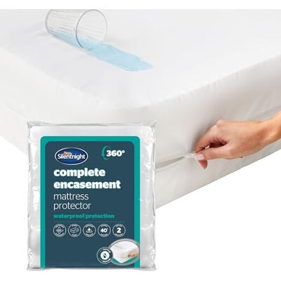 Silentnight Complete Encasement Waterproof Mattress Protector 30cm Deep Zip Protection Against Allergens & Spillages For a Fresh Hygienic Bed Quiet Rustle Free Hypoallergenic & Washable, Single Silentnight Complete Encasement Waterproof Mattress Protector 30cm Deep Zip Protection Against Allergens & Spillages For a Fresh Hygienic Bed Quiet Rustle Free Hypoallergenic & Washable, Single