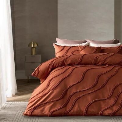 OHS Single Bedding Set, Super Soft Cosy Warm Elegant Tufted Contour Single Duvet Cover Set Stylish Comfy Easy Care Duvet Cover with Matching Pillowcase, Rust OHS Single Bedding Set, Super Soft Cosy Warm Elegant Tufted Contour Single Duvet Cover Set Stylish Comfy Easy Care Duvet Cover with Matching Pillowcase, Rust