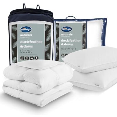 Silentnight Duck Feather and Down Pillow and King Duvet Set Luxury Hotel Quality Anti Allergy Medium Support Pillows 2 Pack 10.5 Tog All Year Round Duvet Quilt King Silentnight Duck Feather and Down Pillow and King Duvet Set Luxury Hotel Quality Anti Allergy Medium Support Pillows 2 Pack 10.5 Tog All Year Round Duvet Quilt King
