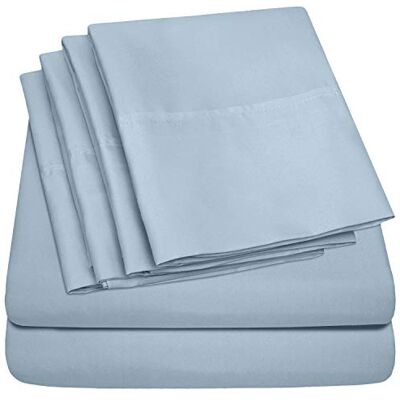 Sweet Home Collection Twin XL Size Bed Sheets 4 Piece 1500 Supreme Collection Fine Brushed Microfiber Deep Pocket Twin X-Large Sheet Set Bedding 1 EXTRA PILLOW CASES, GREAT VALUE, Twin XL, Misty Blue Sweet Home Collection Twin XL Size Bed Sheets 4 Piece 1500 Supreme Collection Fine Brushed Microfiber Deep Pocket Twin X-Large Sheet Set Bedding 1 EXTRA PILLOW CASES, GREAT VALUE, Twin XL, Misty Blue