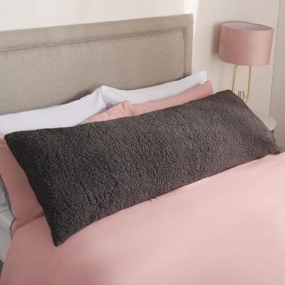 OHS Side Sleeper Bolster Pillow Charcoal Grey Teddy Fleece, Super Soft Comfy Maternity Body Pillow Back Support Cuddle Cushion for Bed Long Pillows Sleeping Relaxing, 137 x 40cm OHS Side Sleeper Bolster Pillow Charcoal Grey Teddy Fleece, Super Soft Comfy Maternity Body Pillow Back Support Cuddle Cushion for Bed Long Pillows Sleeping Relaxing, 137 x 40cm