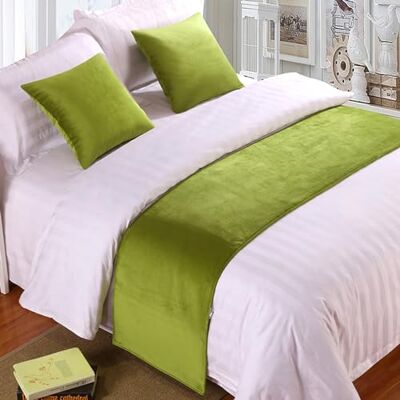 QRGMKL Premium Velvet Bed Runners Bedspread, Soft No Fading Bed Scarf Runner for Bedroom Wedding Room Home Hotel Bedding Decorations-Mustard Green 2 Pillowcases(45X45cm) QRGMKL Premium Velvet Bed Runners Bedspread, Soft No Fading Bed Scarf Runner for Bedroom Wedding Room Home Hotel Bedding Decorations-Mustard Green 2 Pillowcases(45X45cm)