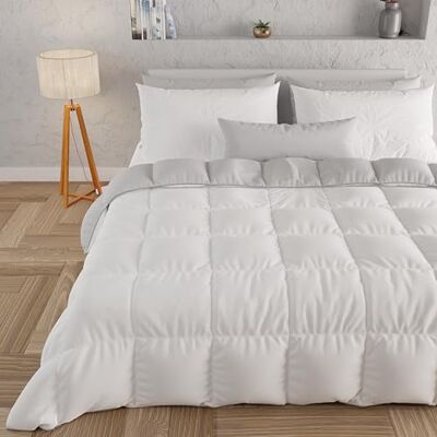 PETTI Artigiani Italiani Single and a half winter duvet, double sided plain colour, white, grey, 100% made in Italy PETTI Artigiani Italiani Single and a half winter duvet, double sided plain colour, white, grey, 100% made in Italy