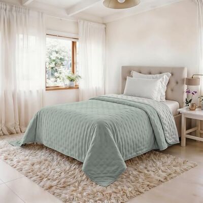 Italian Bed Linen Summer Quilt Water Washed, Microfibre Duvet, Quilted and 100 g Filling, Bed 1.5 220 x 250 cm Milky Green/Bianco Italian Bed Linen Summer Quilt Water Washed, Microfibre Duvet, Quilted and 100 g Filling, Bed 1.5 220 x 250 cm Milky Green/Bianco