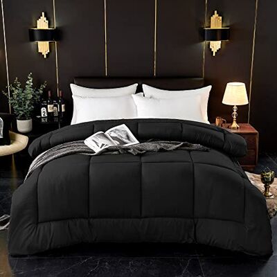 ComfyWell Super King Duvet – Plain Quilt Comforter Bedspreads, Coverlets & Sets, 2 Pillowcases Warm and Anti Allergy All Season Coverless Duvet, Throws For Bed.(Super King (220x260cm), Black) ComfyWell Super King Duvet – Plain Quilt Comforter Bedspreads, Coverlets & Sets, 2 Pillowcases Warm and Anti Allergy All Season Coverless Duvet, Throws For Bed.(Super King (220x260cm), Black)