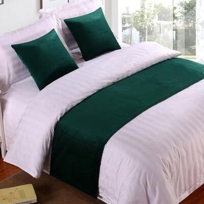 QRGMKL Premium Velvet Bed Runners Bedspread, Soft No Fading Bed Scarf Runner for Bedroom Wedding Room Home Hotel Bedding Decorations-Dark Green 2 Pillowcases(45X45cm) QRGMKL Premium Velvet Bed Runners Bedspread, Soft No Fading Bed Scarf Runner for Bedroom Wedding Room Home Hotel Bedding Decorations-Dark Green 2 Pillowcases(45X45cm)