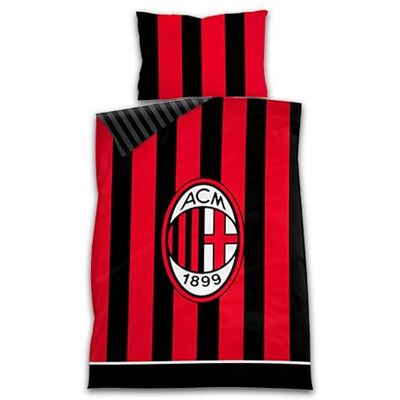 AC Milan Bed Set - 1.5 Bed Size - Red/Black Stripes - Unisex AC Milan Bed Set - 1.5 Bed Size - Red/Black Stripes - Unisex