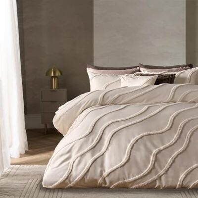 OHS Bedding Double Duvet Set, Super Soft Cosy Warm Elegant Tufted Contour Bedding Double Bed Set Quilt Cover Stylish Comfy Easy Care Duvet Cover Sets with Matching Pillowcases, Ivory OHS Bedding Double Duvet Set, Super Soft Cosy Warm Elegant Tufted Contour Bedding Double Bed Set Quilt Cover Stylish Comfy Easy Care Duvet Cover Sets with Matching Pillowcases, Ivory