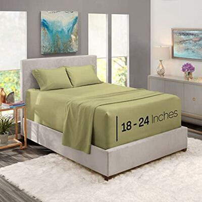 Nestl Extra Deep Pocket Sheets Fits Mattress 18-24 Inches Deep, Extra Deep Pocket King Size Sheets Sets, 4 Piece King Size Sheets, King Sheets Deep Pocket, Sage Olive Green Sheets Nestl Extra Deep Pocket Sheets Fits Mattress 18-24 Inches Deep, Extra Deep Pocket King Size Sheets Sets, 4 Piece King Size Sheets, King Sheets Deep Pocket, Sage Olive Green Sheets
