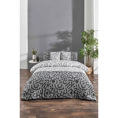 Nuit Des Rêves Stylish Single Quilt Cover Set (135 x 200 cm), Black/White/Grey, 65% Cotton/35% Polyester, Machine Washable, Button Closure, Elegant Pigment Print Nuit Des Rêves Stylish Single Quilt Cover Set (135 x 200 cm), Black/White/Grey, 65% Cotton/35% Polyester, Machine Washable, Button Closure, Elegant Pigment Print