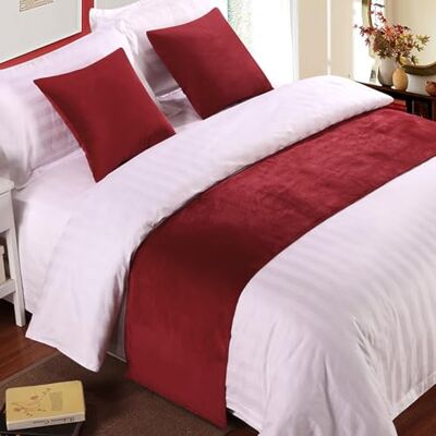QRGMKL Premium Velvet Bed Runners Bedspread, Soft No Fading Bed Scarf Runner for Bedroom Wedding Room Home Hotel Bedding Decorations-Red 260X50cm for 2m Bed QRGMKL Premium Velvet Bed Runners Bedspread, Soft No Fading Bed Scarf Runner for Bedroom Wedding Room Home Hotel Bedding Decorations-Red 260X50cm for 2m Bed