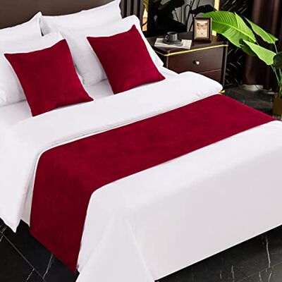 AMBERIS Bed Runner Red, Chenille Soft No Fading Modern Bed Scarf (Pillowcases sold separately) AMBERIS Bed Runner Red, Chenille Soft No Fading Modern Bed Scarf (Pillowcases sold separately)