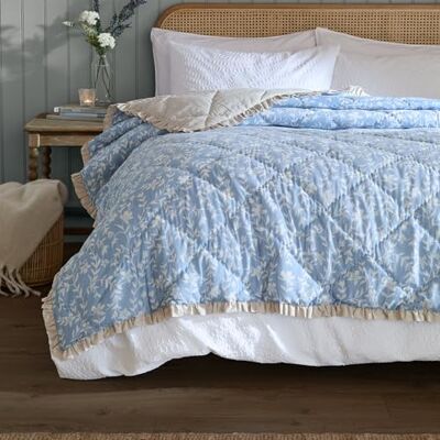 furn. Wylder Amelia Bedspread – Reversible Floral Quilted Ruffle Trim Coverlet Bedding (Delph Blue – 150x200cm) furn. Wylder Amelia Bedspread – Reversible Floral Quilted Ruffle Trim Coverlet Bedding (Delph Blue – 150x200cm)