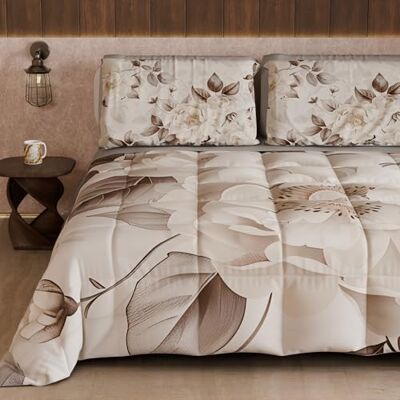 PETTI Artigiani Italiani Winter Quilt, Winter Duvet, Double Sided Single Quilt Solid Colour and Digital Floral Print 04 133, 100% Microfibre, Made in Italy PETTI Artigiani Italiani Winter Quilt, Winter Duvet, Double Sided Single Quilt Solid Colour and Digital Floral Print 04 133, 100% Microfibre, Made in Italy