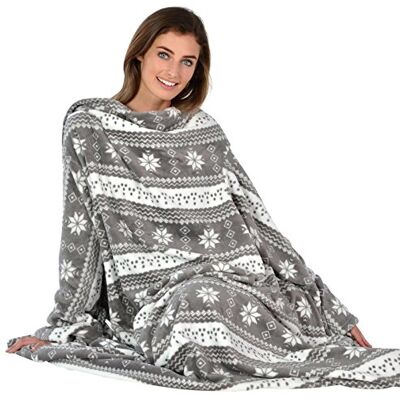 Autumn Faith Snuggle Blanket With Sleeves Wrap Around Fleece One Size Grey Autumn Faith Snuggle Blanket With Sleeves Wrap Around Fleece One Size Grey