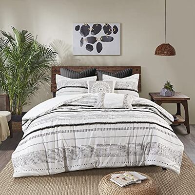 INK+IVY Luxurious Cotton-Bedding Set Mid Century Trendy Geometric Design, All Season Cozy-Cover With Matching-Shams, Full/Queen, Nea Trims Black/Multi INK+IVY Luxurious Cotton-Bedding Set Mid Century Trendy Geometric Design, All Season Cozy-Cover With Matching-Shams, Full/Queen, Nea Trims Black/Multi