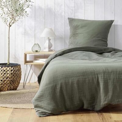 Douceur d'Intérieur , 2-Piece Bedding Set (140 x 200 cm) Angelia Khaki, 1 Face Cotton and 1 Face Cotton Gauze Douceur d'Intérieur , 2-Piece Bedding Set (140 x 200 cm) Angelia Khaki, 1 Face Cotton and 1 Face Cotton Gauze