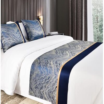 Guest Ruyunlai Bed Runner blue 240 x 50cm for 1.8m Bed 1pc Matching Cushion Covers Sold Separately Hotel Grade no Fading Soft Scarf Bedroom Guesthouse Bedding Protection Guest Ruyunlai Bed Runner blue 240 x 50cm for 1.8m Bed 1pc Matching Cushion Covers Sold Separately Hotel Grade no Fading Soft Scarf Bedroom Guesthouse Bedding Protection
