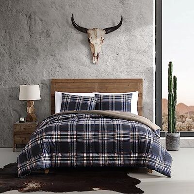 Wrangler - Duvet Cover Set - Blue Plaid - Queen - Bedding Wrangler - Duvet Cover Set - Blue Plaid - Queen - Bedding