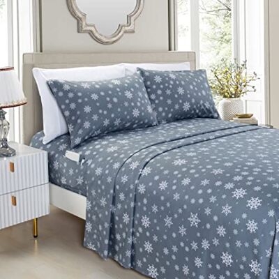 Elegant Comfort Luxury Soft Bed Sheets Holiday Pattern 1500 Premium Hotel Quality Microfiber Softness Wrinkle and Fade Resistant (4-Piece) Bedding Set, Twin XL, Snowflake-Gray Elegant Comfort Luxury Soft Bed Sheets Holiday Pattern 1500 Premium Hotel Quality Microfiber Softness Wrinkle and Fade Resistant (4-Piece) Bedding Set, Twin XL, Snowflake-Gray