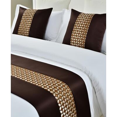 Guest Ruyunlai Bed Runner brown 240 x 50cm for 1.8m Bed 1pc Including 1 Matching Cushion Cover Hotel Grade no Fading Soft Scarf Bedroom Guesthouse Bedding Protection Guest Ruyunlai Bed Runner brown 240 x 50cm for 1.8m Bed 1pc Including 1 Matching Cushion Cover Hotel Grade no Fading Soft Scarf Bedroom Guesthouse Bedding Protection