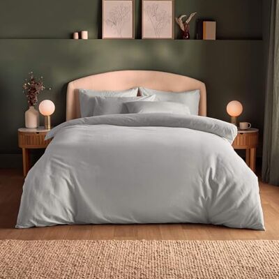 Silentnight Brushed Cotton Duvet Set Soft Velvety Touch 100% Cotton Cosy Warmth Feel Breathable Lightly Brushed Hypoallergenic Button Fastening Duvet Cover + Pillowcase Bed Set, Silver, King Silentnight Brushed Cotton Duvet Set Soft Velvety Touch 100% Cotton Cosy Warmth Feel Breathable Lightly Brushed Hypoallergenic Button Fastening Duvet Cover + Pillowcase Bed Set, Silver, King