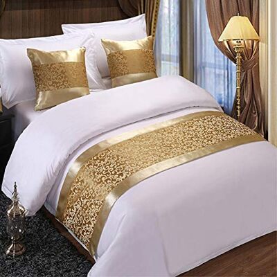 Twelve Champagne Floral Bed Runner Throw Bedding Bedspreads Blankets Single Queen King Bed Cover Towel for Home Hotel Decorations (Single 19.7x70.9in) Twelve Champagne Floral Bed Runner Throw Bedding Bedspreads Blankets Single Queen King Bed Cover Towel for Home Hotel Decorations (Single 19.7x70.9in)