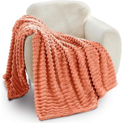 GC GAVENO CAVAILIA Ribbed Blanket Throw Fluffy Fleece Throws For Sofas, Bed, Settee, Couch Comfortable Extra Large Blankets & Throws King Size 200x240 Cm Rust GC GAVENO CAVAILIA Ribbed Blanket Throw Fluffy Fleece Throws For Sofas, Bed, Settee, Couch Comfortable Extra Large Blankets & Throws King Size 200x240 Cm Rust