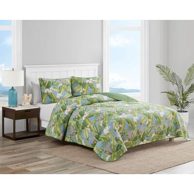 Tommy Bahama Quilt Set, Cotton, Sky, King Tommy Bahama Quilt Set, Cotton, Sky, King