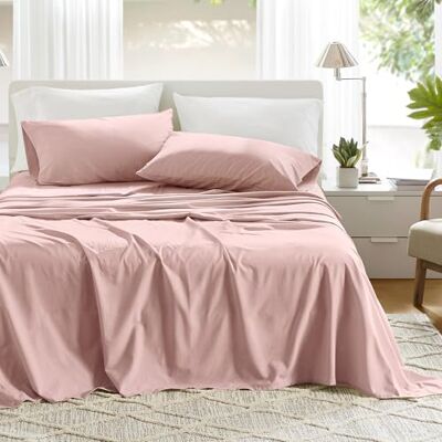 Comfort Spaces 100% Cotton Sheets Queen, Breathable & Ultra Soft Cotton Sheets, Naturally Cool Cotton Bed Sheets with 14" Elastic Pocket Fits up to 16" Mattress, All Seasons Sheet Set, Pink 4 Piece Comfort Spaces 100% Cotton Sheets Queen, Breathable & Ultra Soft Cotton Sheets, Naturally Cool Cotton Bed Sheets with 14" Elastic Pocket Fits up to 16" Mattress, All Seasons Sheet Set, Pink 4 Piece