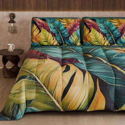 PETTI Artigiani Italiani Winter Quilt, Winter Duvet, Double Sided Single Quilt Solid Colour and Digital Floral Print 04 199, 100% Microfibre, Made in Italy PETTI Artigiani Italiani Winter Quilt, Winter Duvet, Double Sided Single Quilt Solid Colour and Digital Floral Print 04 199, 100% Microfibre, Made in Italy