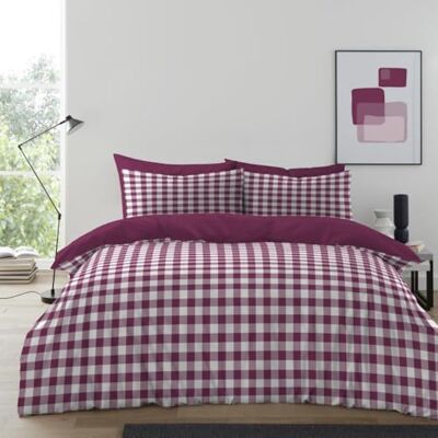 GC GAVENO CAVAILIA Gingham Check Double Duvet Set Microfiber Tartan Check Bedding Double Bed Set With Pillow Cases Hypoallergenic & Machine Washable Reversible Quilt Covers Bed Set, Mulberry GC GAVENO CAVAILIA Gingham Check Double Duvet Set Microfiber Tartan Check Bedding Double Bed Set With Pillow Cases Hypoallergenic & Machine Washable Reversible Quilt Covers Bed Set, Mulberry
