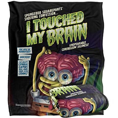 LOGOVISION Spongebob Touched My Brain Silky Touch Super Soft Throw Blanket 152 X 127 Cm LOGOVISION Spongebob Touched My Brain Silky Touch Super Soft Throw Blanket 152 X 127 Cm