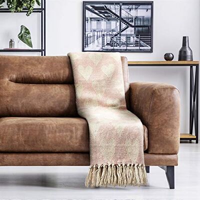 Emma Barclay Heart Recycled Cotton Throw With Heart Design In Blush Pink 50x60 (127x152cm) Emma Barclay Heart Recycled Cotton Throw With Heart Design In Blush Pink 50x60 (127x152cm)