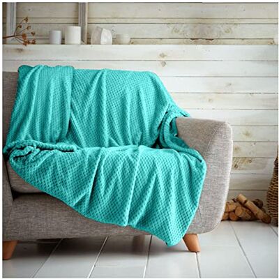 GC GAVENO CAVAILIA GAVENO CAVAILIA Cosy and Cuddly POPCORN Fleece Throw Blanket, 150 x 200 Cm, Polyester, Double, Aqua, 31118206 GC GAVENO CAVAILIA GAVENO CAVAILIA Cosy and Cuddly POPCORN Fleece Throw Blanket, 150 x 200 Cm, Polyester, Double, Aqua, 31118206