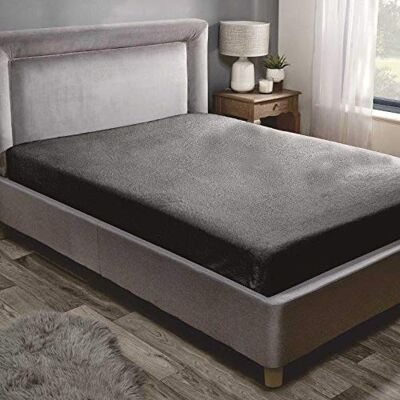 BPS Home Teddy King Size Charcoal Soft Fitted Sheet Fleece Bedding Polyester Warm Fabric BPS Home Teddy King Size Charcoal Soft Fitted Sheet Fleece Bedding Polyester Warm Fabric