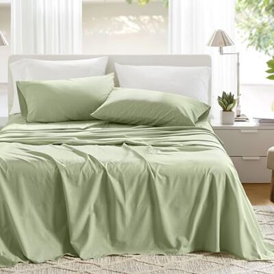 Comfort Spaces 100% Cotton Sheets Full, Breathable & Soft Cotton Sheets, Naturally Cool Cotton Bed Sheets with 14" Elastic Pocket Fits up to 16" Mattress, All Seasons Sheet Set, Sage Green 4 Piece Comfort Spaces 100% Cotton Sheets Full, Breathable & Soft Cotton Sheets, Naturally Cool Cotton Bed Sheets with 14" Elastic Pocket Fits up to 16" Mattress, All Seasons Sheet Set, Sage Green 4 Piece