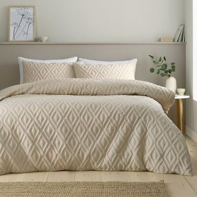 Catherine Lansfield Jacob Weiches Bettbezug-Set mit geometrischem RautenmusterDoppelt - Duvet Cover Set Catherine Lansfield Jacob Weiches Bettbezug-Set mit geometrischem RautenmusterDoppelt - Duvet Cover Set