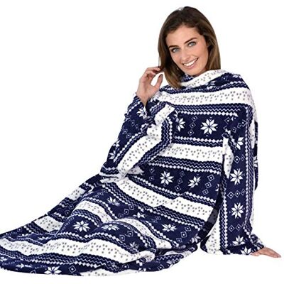 Autumn Faith Snuggle Blanket With Sleeves Wrap Around Fleece One Size Navy Autumn Faith Snuggle Blanket With Sleeves Wrap Around Fleece One Size Navy