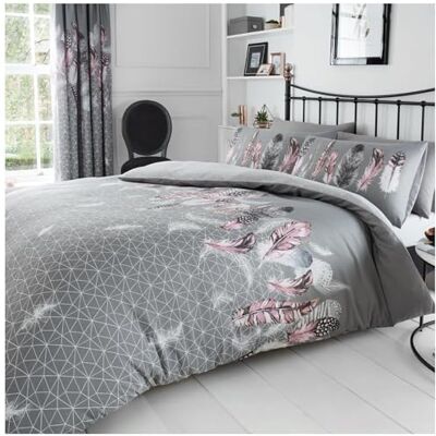 GC GAVENO CAVAILIA Feather Bedding Set, Printed Duvet Cover King Size, Comfy Breathable Quilt Cover, Grey GC GAVENO CAVAILIA Feather Bedding Set, Printed Duvet Cover King Size, Comfy Breathable Quilt Cover, Grey