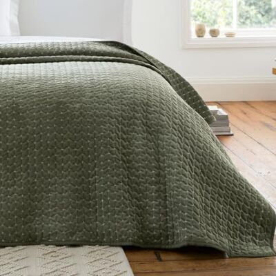 Bianca Attica Velvet Embroidered 240x260cm Bedspread Green Bianca Attica Velvet Embroidered 240x260cm Bedspread Green