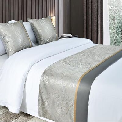 Guest Ruyunlai Bed Runner light gray 240 x 50cm for 1.8m Bed 1pc Matching Cushion Covers Sold Separately Hotel Grade no Fading Soft Scarf Bedroom Guesthouse Bedding Protection Guest Ruyunlai Bed Runner light gray 240 x 50cm for 1.8m Bed 1pc Matching Cushion Covers Sold Separately Hotel Grade no Fading Soft Scarf Bedroom Guesthouse Bedding Protection