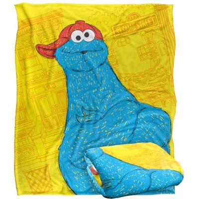 LOGOVISION Sesame Street Big Cookie Monster On The Street Silky Touch Super Soft Throw Blanket 152 X 127 cm, White LOGOVISION Sesame Street Big Cookie Monster On The Street Silky Touch Super Soft Throw Blanket 152 X 127 cm, White